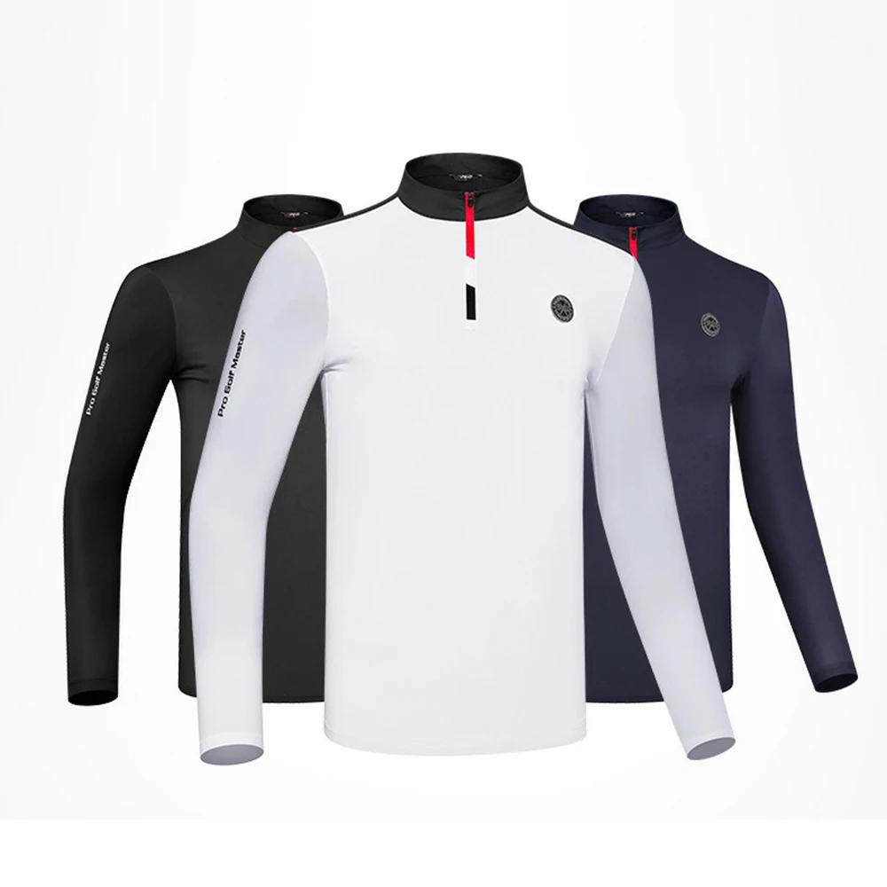 

Pgm Mannen Golf Lange Mouw T-shirt Voorjaar/Zomer Ijs Zijde Zonnebrandcrème Sport Top Zip Kraag Golf Shirts Heren YF589