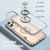 With Ring Stand Soft Transparent Case For iPhone 12 13 14 15 Pro Max Phone Cover For iPhone 7 8 Plus XR XS Max Magnetic Car Case 2