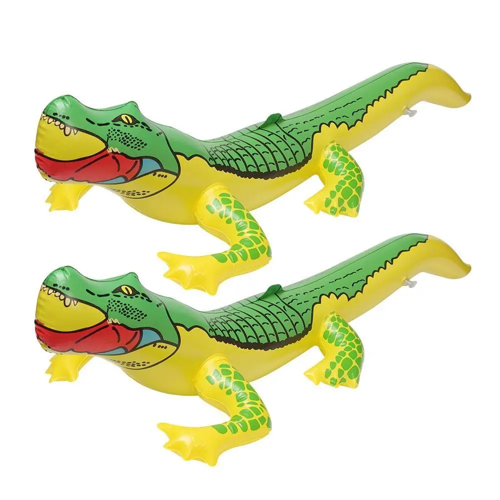 2pcs PVC Inflatable Crocodile Game Alligator Balloon Floating Playing Inflatable Floating Water Toys Funny Double Beats