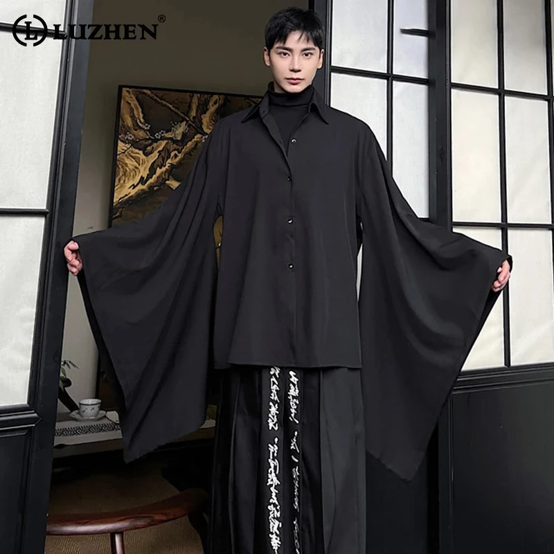 

LUZHEN Style New Casual Men's Trendy Chinese Spring Shirts Personlaity Clothing Large Sleeve Tops Loose Oversize Cardigan A59908