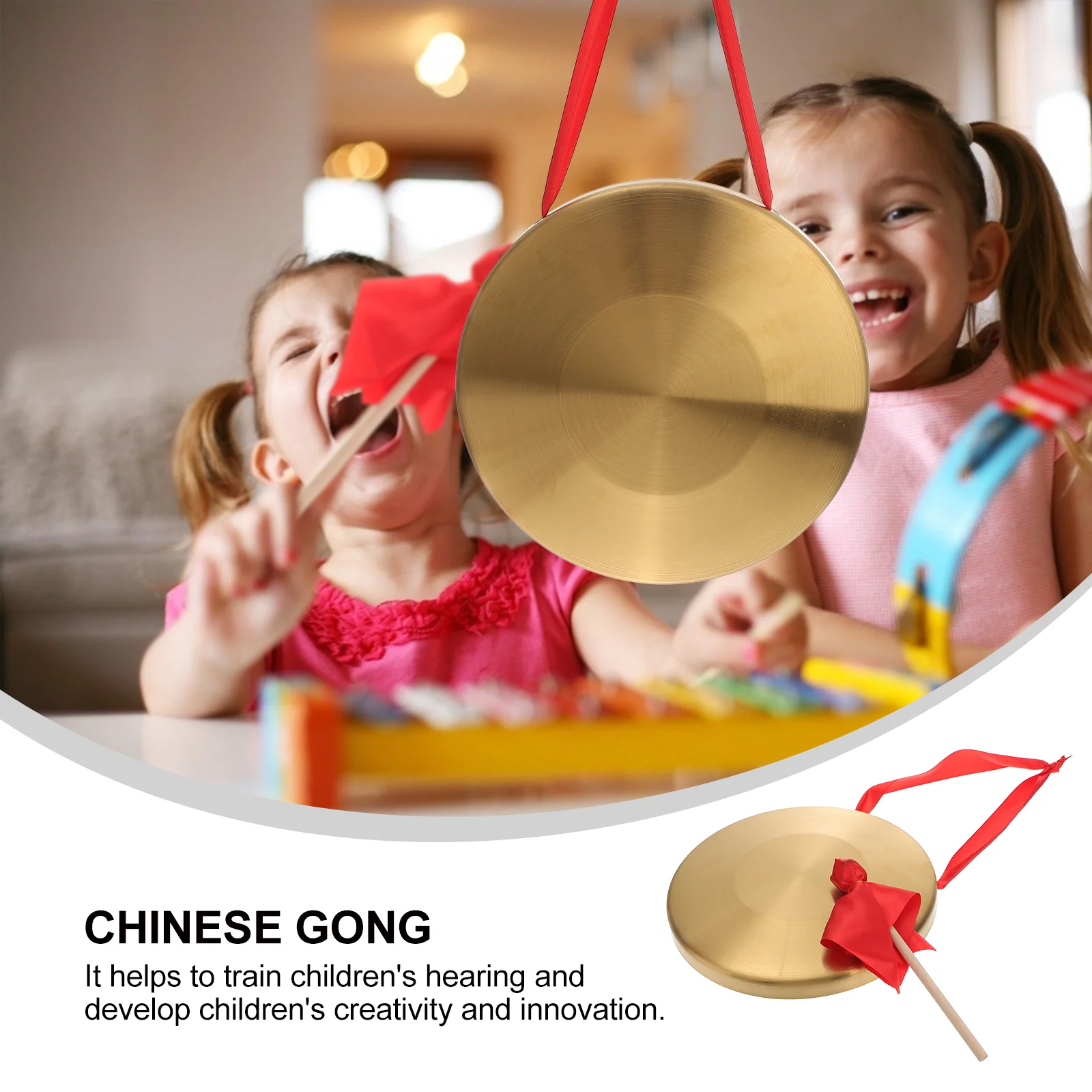Outdoor Gong Stand Tibetan Singing Bowls Striker Drumsticks Chime Playset Chinese Hand with Hammer Copper Steel Alloy Child