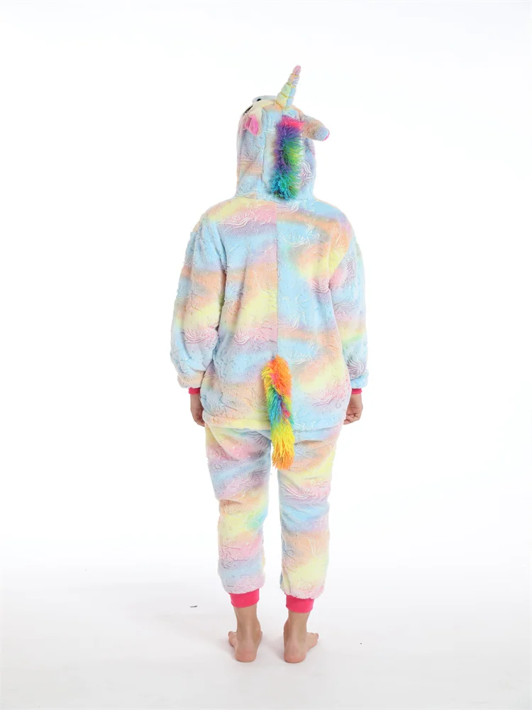 New Fall And Winter Fashion Soft Flannel Three-dimensional One-piece Pajamas Home Wear Hooded Sportswear Unisex Loungewear