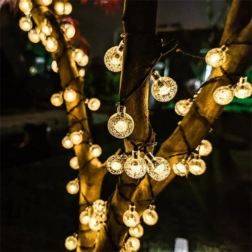 Solar Bubble Balls Lamp String Lights Outdoor Water Drops Outdoor Waterproof Orb Christmas Lights Patio Holiday Party 5