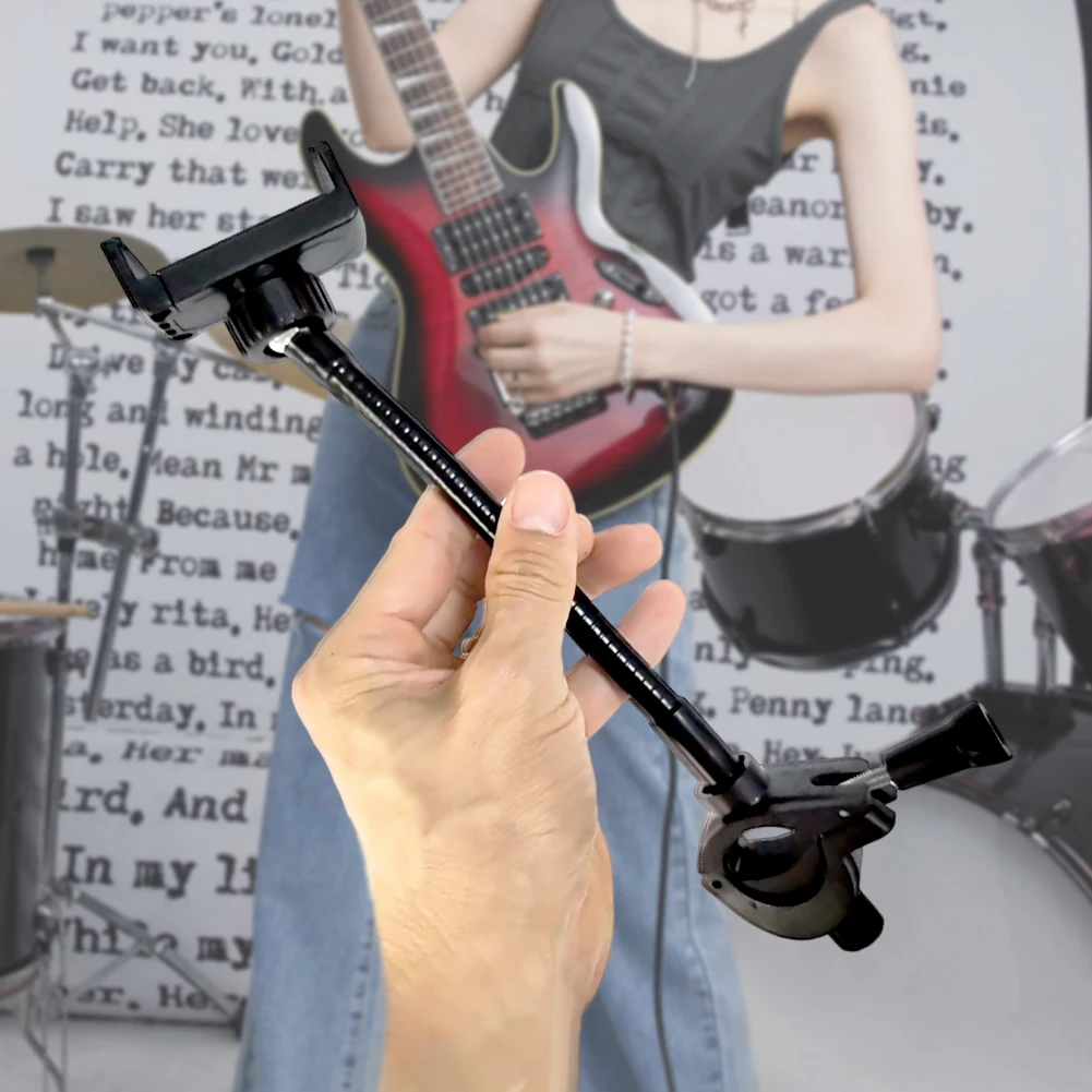 Mic Stand Phone Holder Hands-Free Long Cellphone Mount Multi-Purpose Phone Music Stand Holder for Microphones Stand/Smartphones