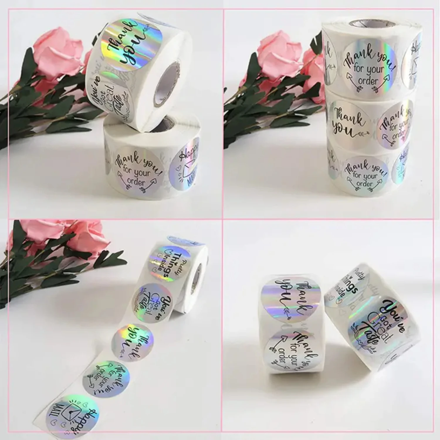 Holographic DIY Small Business Online Store Order Stickers-Vibrant and Eye-catching Packing & Shipping Supplies for your Etsy