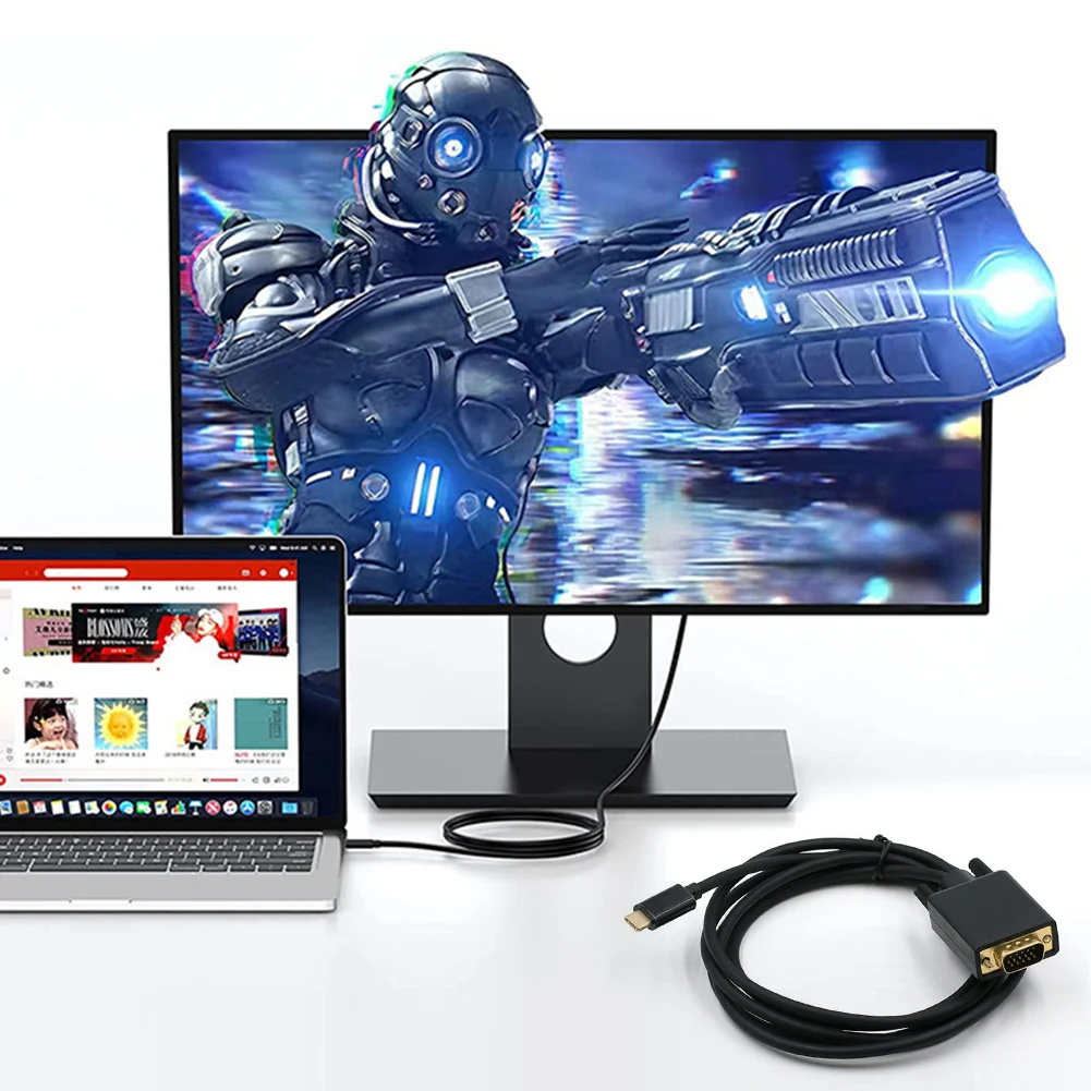 PC ǻ Ϳ USB CŸ-VGA  ̺ ȯ ̺, 1.8M, 6FT, 1080P, USB3.1, 10Gbps