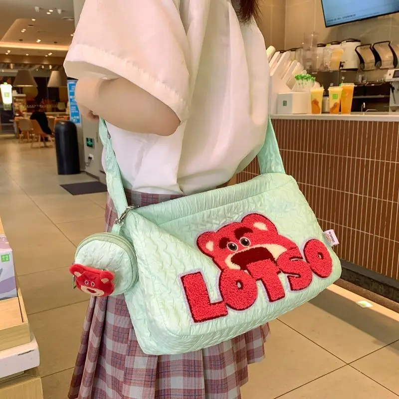 

Cute Strawberry Bear Shoulder Bag Women's Bag Lotso Crossbody Bag Casual Schoolbag for College Students Fashion Messenger Bags