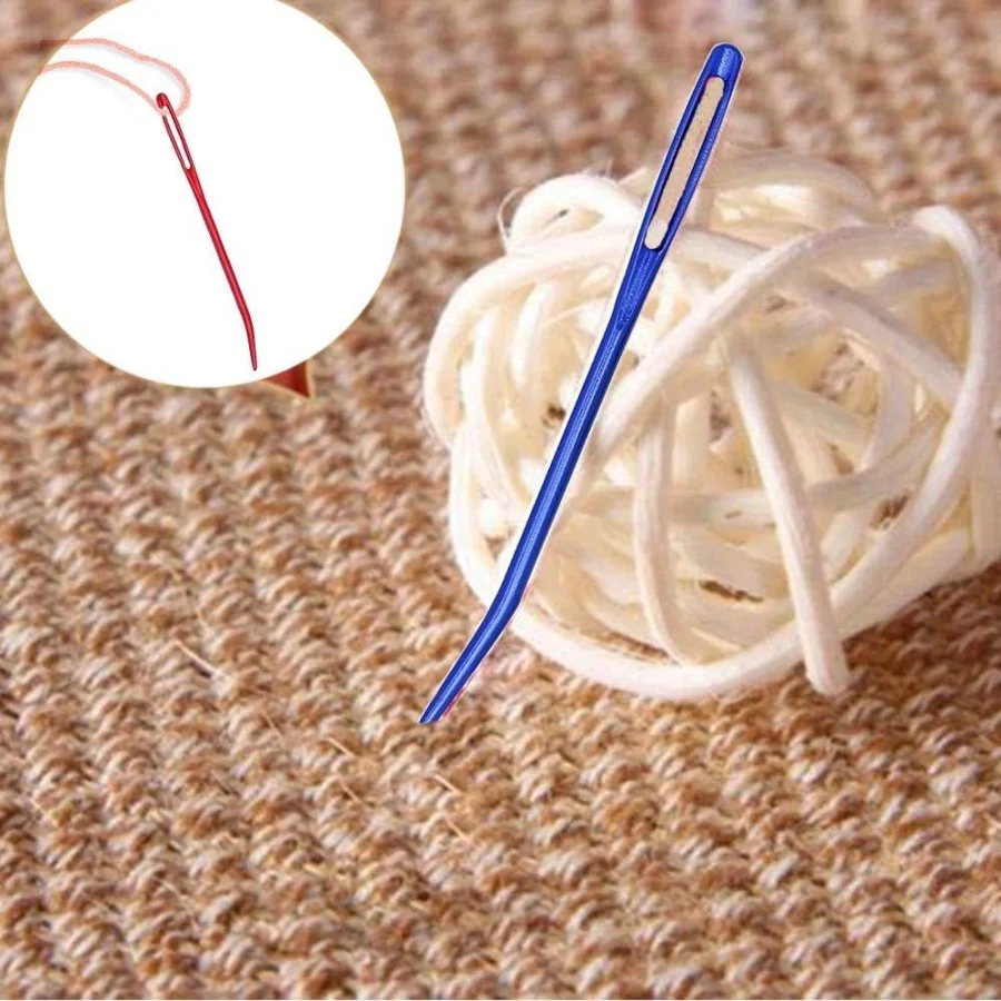 Crochet needles aluminum bent tip knitting needles DIY sewing big eye bent needle yarn weave tool with storage box