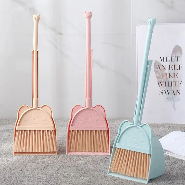 Children's Small Broom Mini Dustpan Set Simulation Cleaning Tools Soft Fur Broom Combination Toddler Toy Learning Sweeping Tools 1