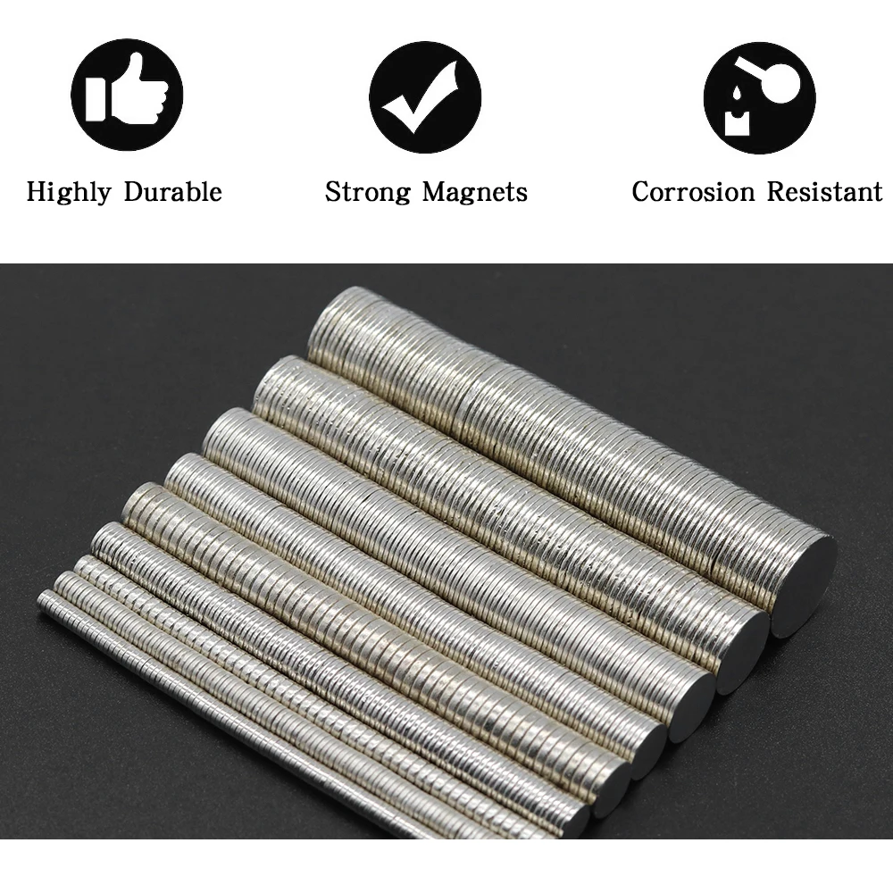 N35 Superstarker Neodym-Magnet, runde Magnete, NdfeB, starke Permanentmagnete, Kühlschrankmagnete, 4/5/6/8/10/12/15 x 1 – Detail 4