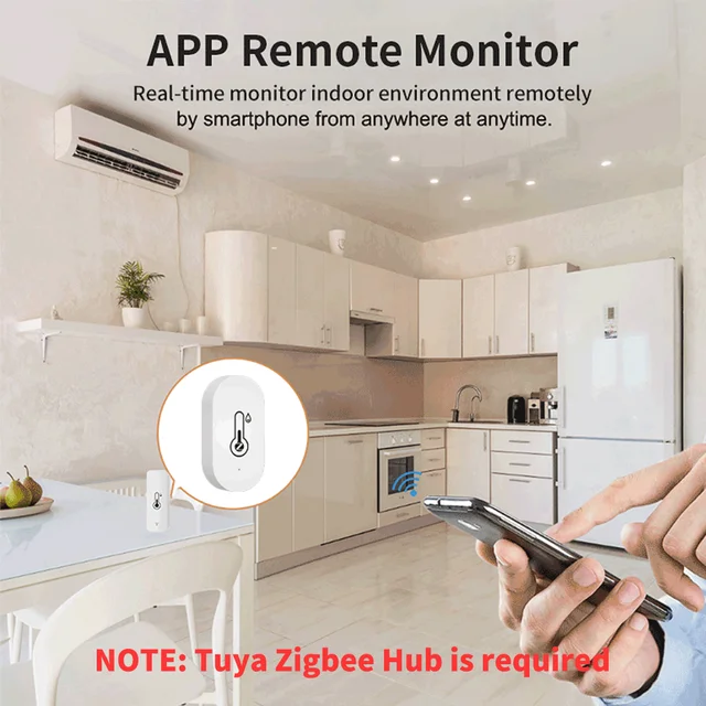 Tuya Zigbee Smart Temperature Humidity Sensor Indoor Hygrometer Controller Monitoring Work with Smart Speaker Alexa Google Home 4
