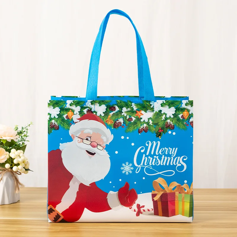 Christmas Gift Bags Gift Bags 15PC Tote Bags Santa Elk Snowflake Thickened Non-woven Waterproof