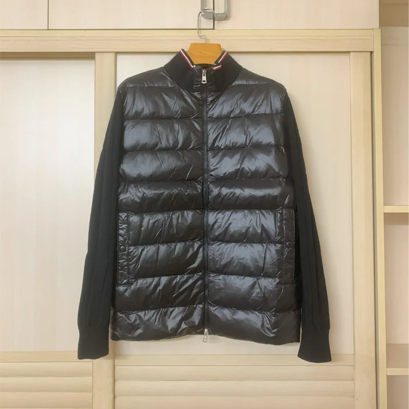 High Quality Men Winter Knitted White Duck Down Jacket Outdoor Patchwork Warm Sports Light Jacket