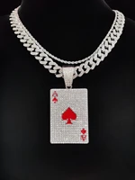 Men Women Hip Poker Hop Pendant Necklace with 13mm Cuban Chain Hiphop Iced out pendants Necklaces Fashion Punk Jewelry Gifts