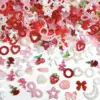 Random Mixed Sweet Red White Series Nail Charms 3D Resin Hollow Out Heart Bow Strawberry Cherry Nail Art Decorations Accessories 1