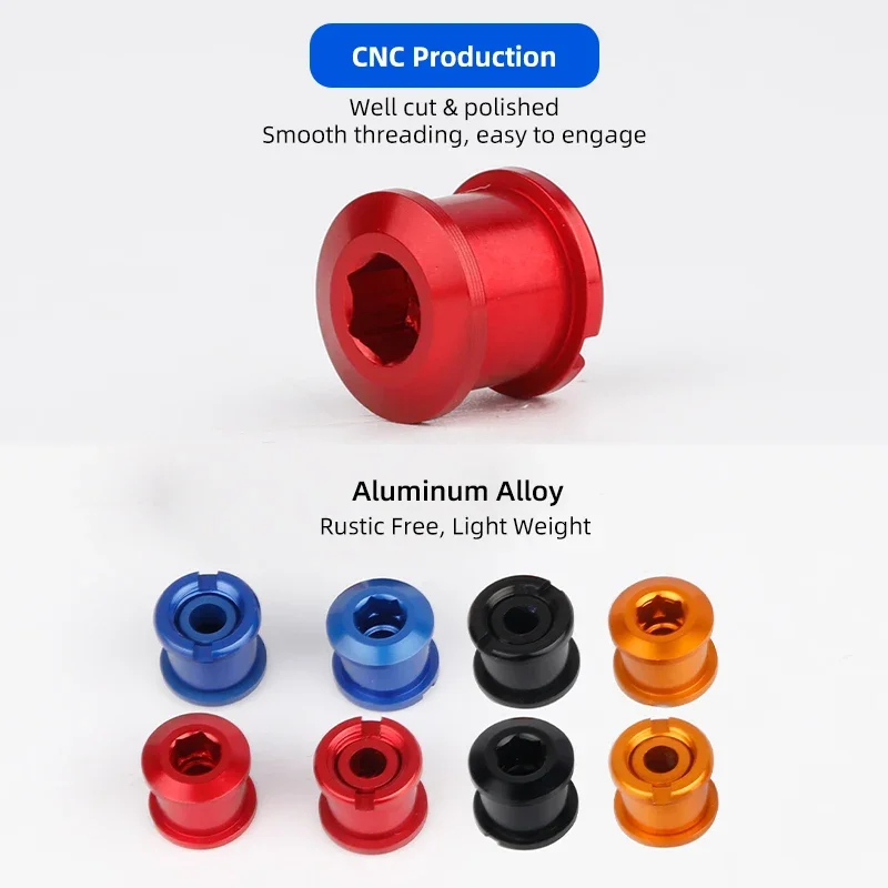 Bike Crank Bolt 5Pcs Bicycle Crankset Bolts 6.5/8.5mm Single Double Chainrings Screw Outer Nut Dia. 10mm Mtb Road Bike Parts