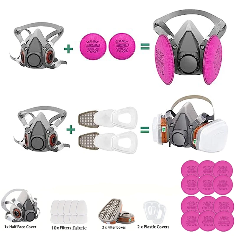 6200 Mask with 2097 25 in 1 filter box Activated carbon filter cotton spray paint chemical pesticide dust grinding dust mask