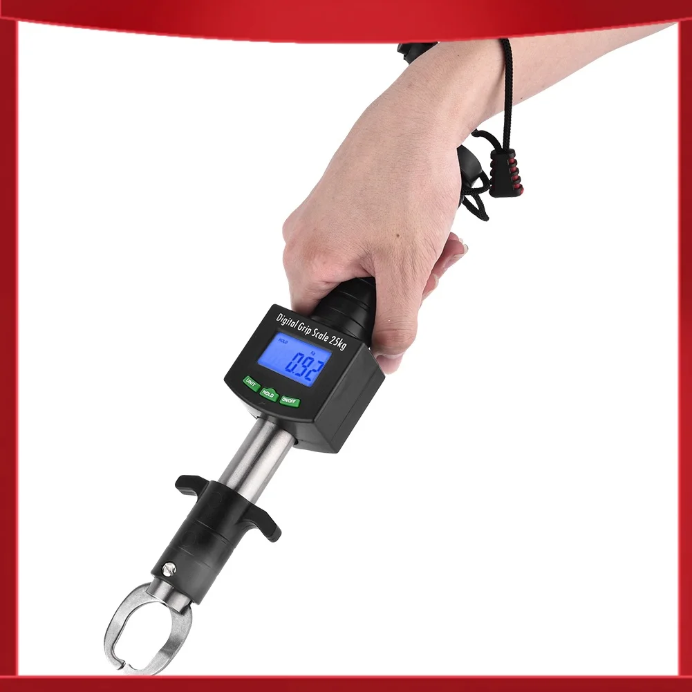 Pèse-poisson digital 3 en 1 grip lip gripper avec pince et mètre ruban 25kg 55lb pour pêche sportive