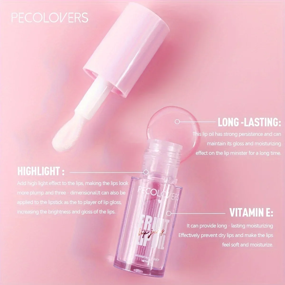 BIG Fruit Lip Oil Lip Enhancer Plumper Big Brush Moisturising Clear Lip Gloss Sexy Lip Makeup Care Cosmetics for Women Girl Lady 2