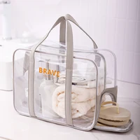 PVC Toiletry Bag Women Swimming Storage Bag Clear Makeup Bag Travel Toiletries Organizer Storage Bath Toiletry Wash Zipper Bag 2