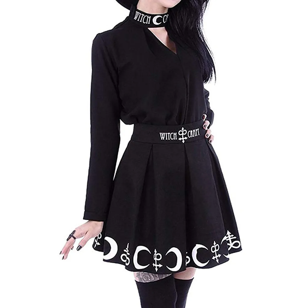 

Женская мини-юбка в готическом стиле, летнее плиссированное платье до локтя в стиле Панк для вечеринок
