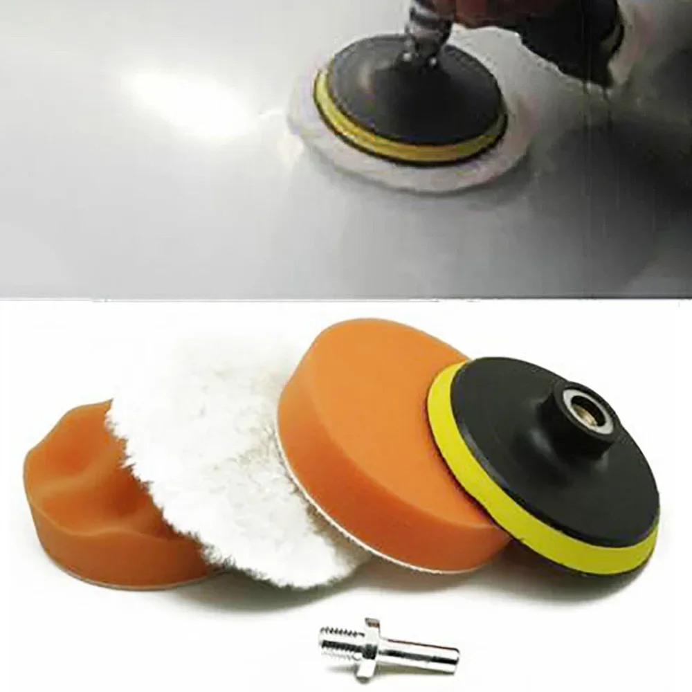 Drill ing pad Kit Polishing Adapter Car Polisher Sponge Set 4'' Automotive Car Detail Care Supplies Portable