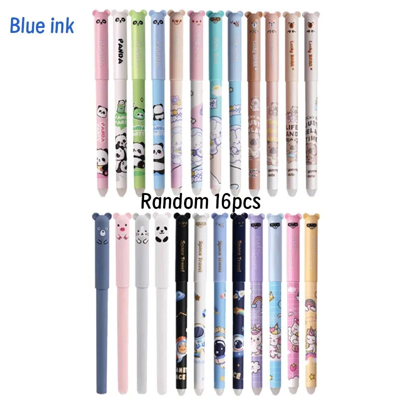 Cartoon Blue Ink Erasable Pen 8/20 Pcs Astronaut Panda Rabbit 0.5mm Neutral Pen Writing Tool Sign School Supplies
