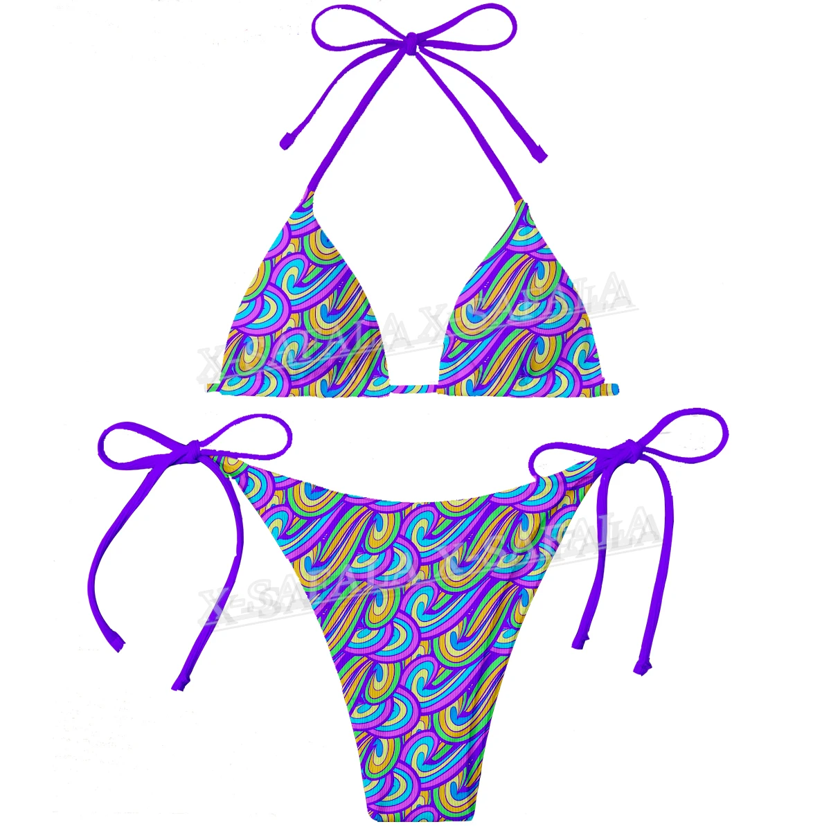 Hippie Psychedelic Colorful Trippy 3D Print Women Micro Bikini Set