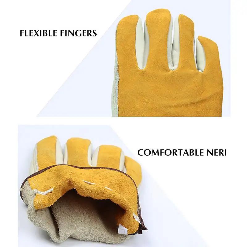 1 Pair Cowhide Leather Work Gloves for Welding Garden Sports Motorcycle Driver work gloves,protective gloves