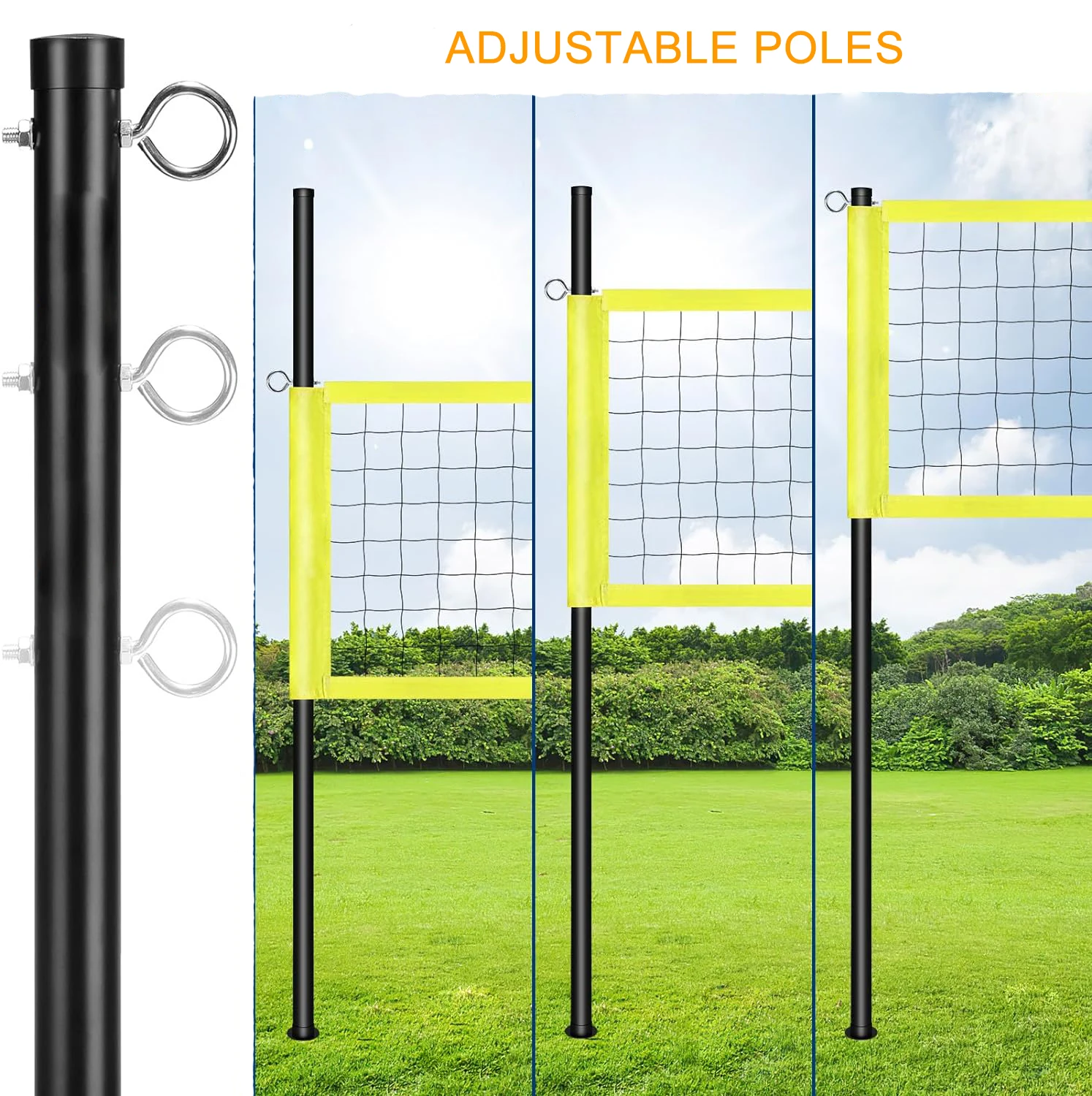 Portable Professional Outdoor Volleyball Net Set with Adjustable Height Steel Poles and Anti-Sag System Training Equipment
