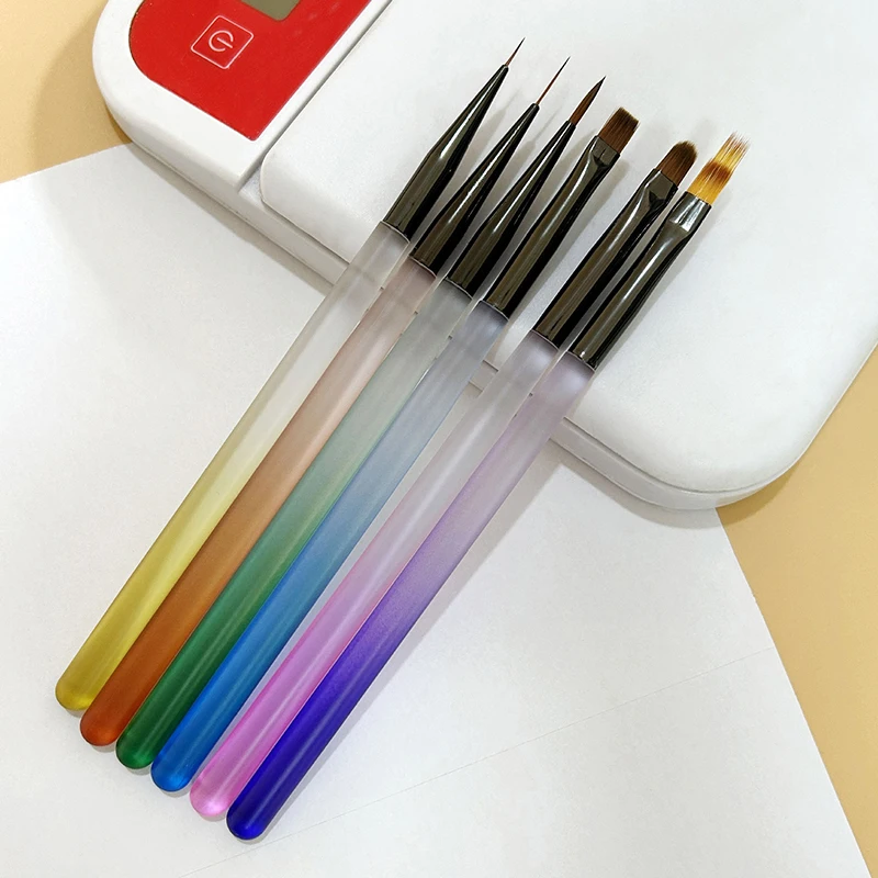 6PCS UV Gel Nail Brush Liner DIY Painting Pen Manicure Acrylic Drawing Brush For Nail Art Design Nails Tip Display Painting Tool