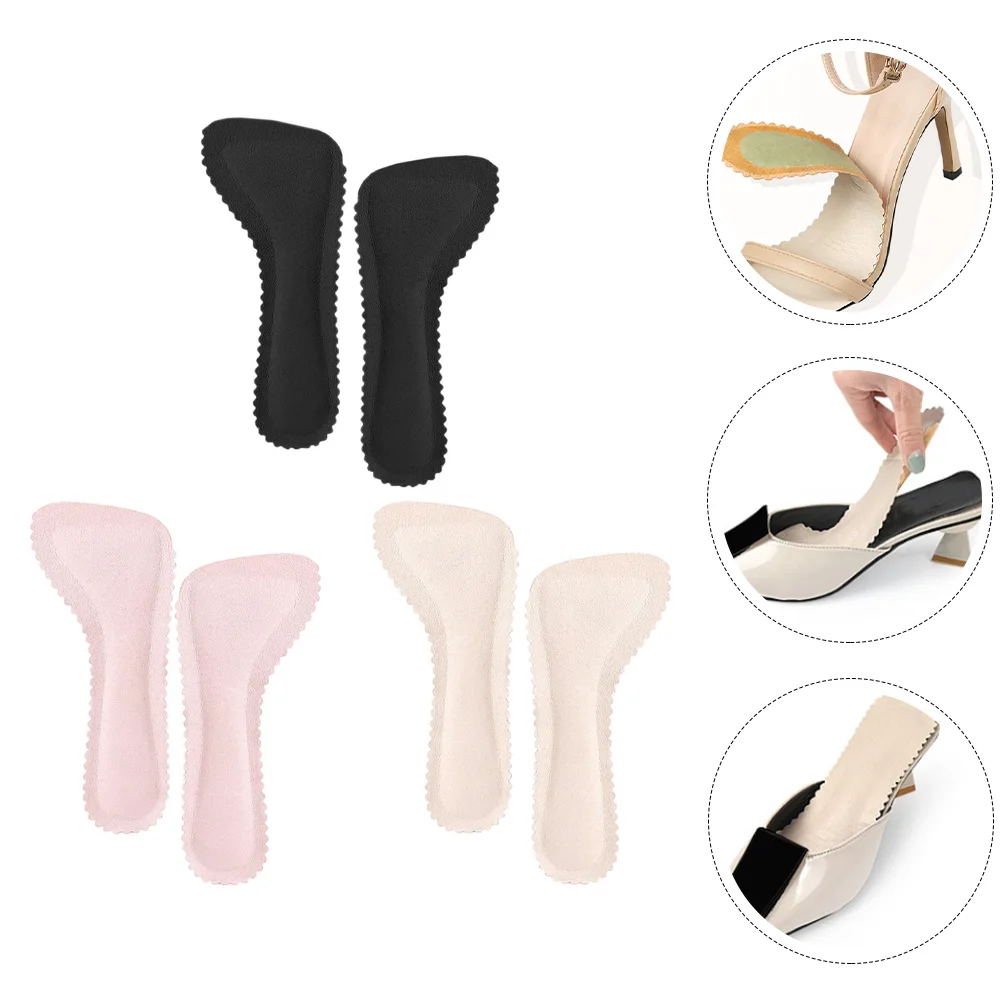 3 Pairs Sandals Capri Pad Womens Heels High Insert Pads Inserts Comfortable Emulsion Man High-heel Shoe Supply Accessory