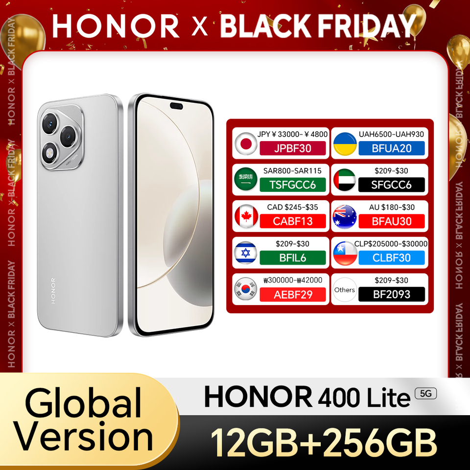 HONOR 400 Lite Global Version 5G Smartphone 6.7" 120Hz AMOLED Screen Dimensity 7025-Ultra 108MP Camera 5230mAh 35W SuperCharge