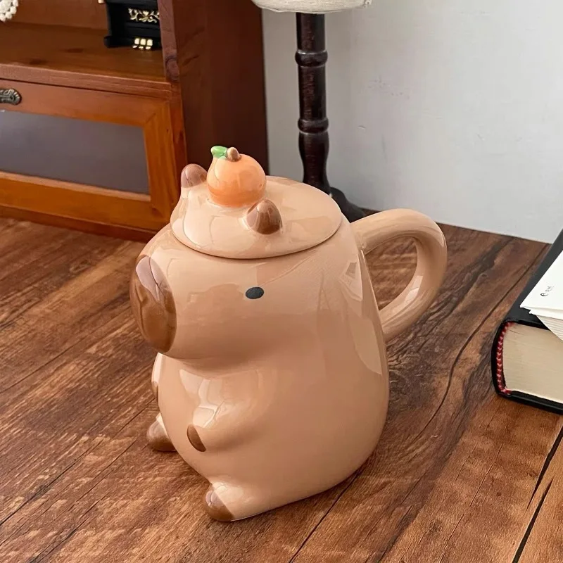 Cute Large Capacity Capybara Ceramic Mug Coffee Cup for Office Home Use Kawaii Water Cup Drinking Gift for Christmas Birthday