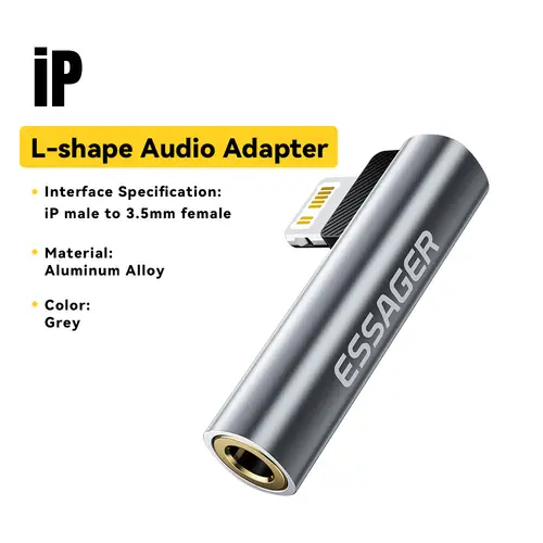 Essager L-shape Type-C to 3.5mm Jack Audio Adapter for iPhone 16 15 Samsung Lighting to 3.5mm Headphone Adapter for iPhone 14 1 - Image 7