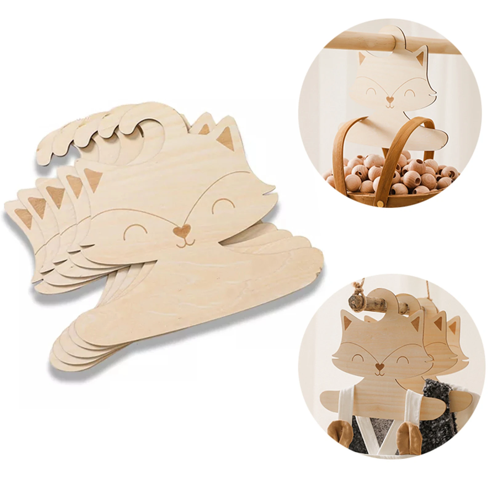 5/10 Pcs Baby Hanger Rack Cute Foxs Shape Baby Wooden Clothes Hanger Home Girls Princess Room Nursery Decor For Kids Present 5