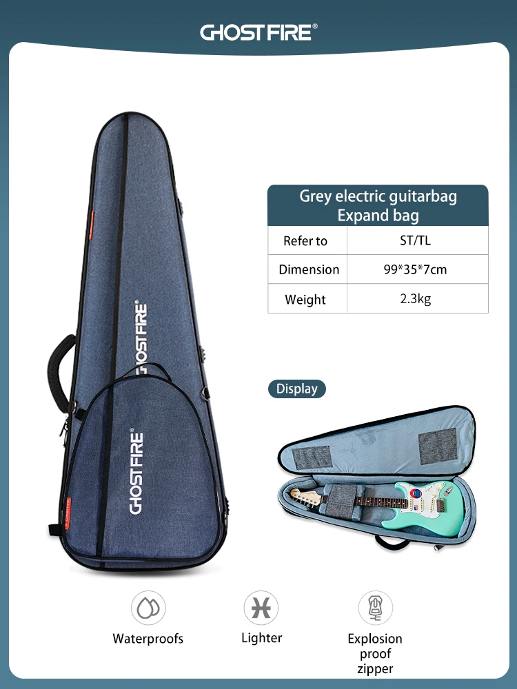 Ghostfire-エレキギター用の防水ソフトケース、ギグバッグ、超厚、拡張