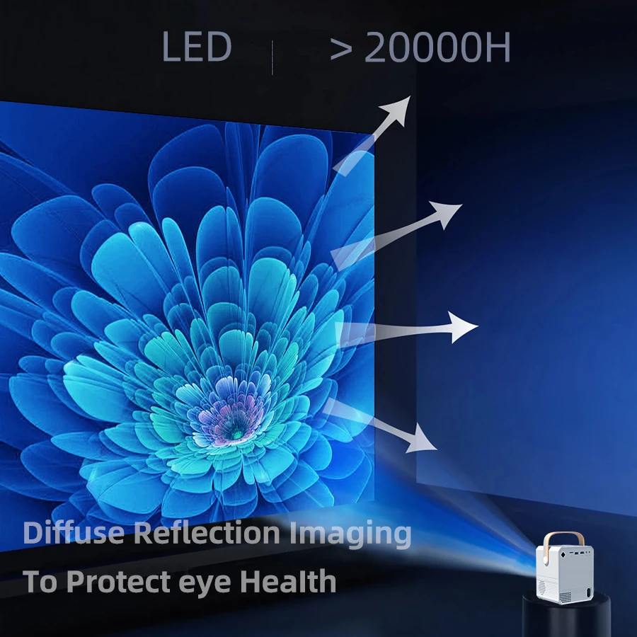CY305 4K Home Projector Supports WiFi Connects to Mobile Phones and Computers,Built-in Android System suitable for home/outdoor