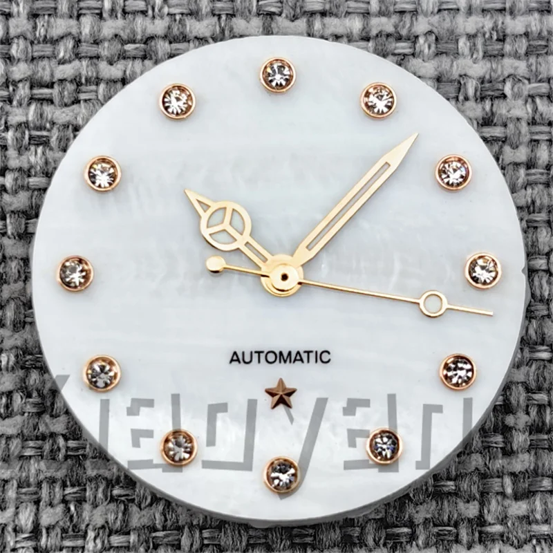 Elegant 24.5mm White Mother of Pearl Women's Watch Dial with Star Sign and Diamond Index