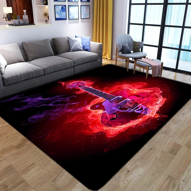 Colorful Guitar Carpets For Living Room Non-Slip Area Rugs Bedroom bedside Home Decoration Washable Floor Mats Kids Play Rug