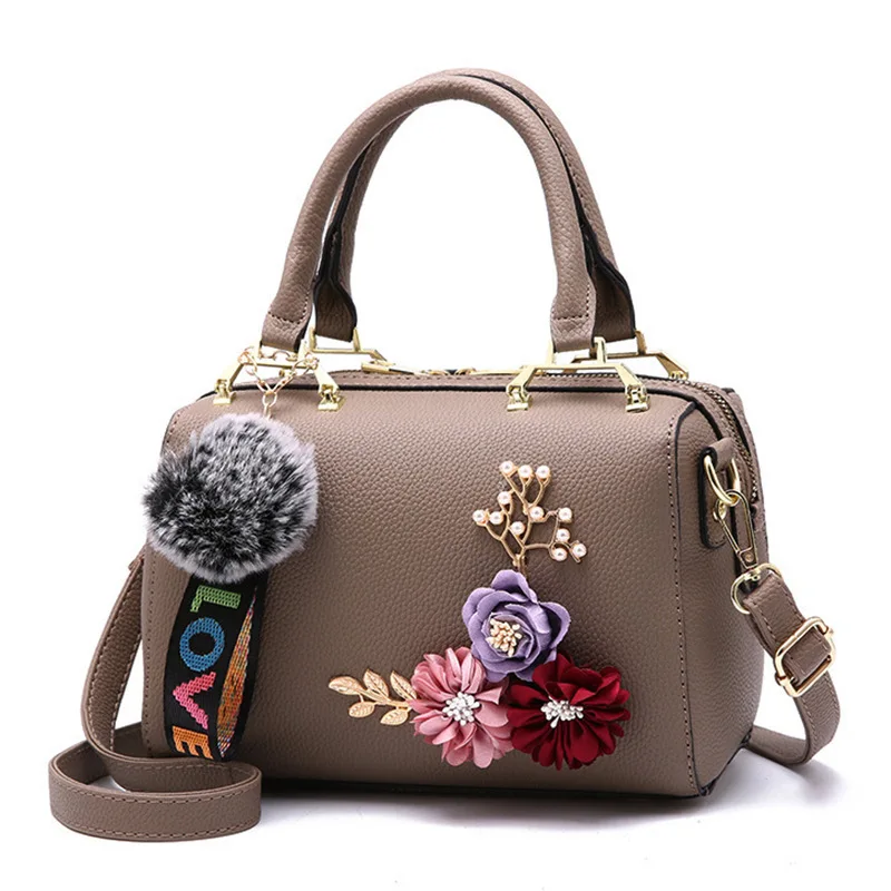 2022 New Fashion Flowers Designer Pu Leather Crossbody Bags for Women Vintage Small Shoulder Handbags Female Casual Top-Handle