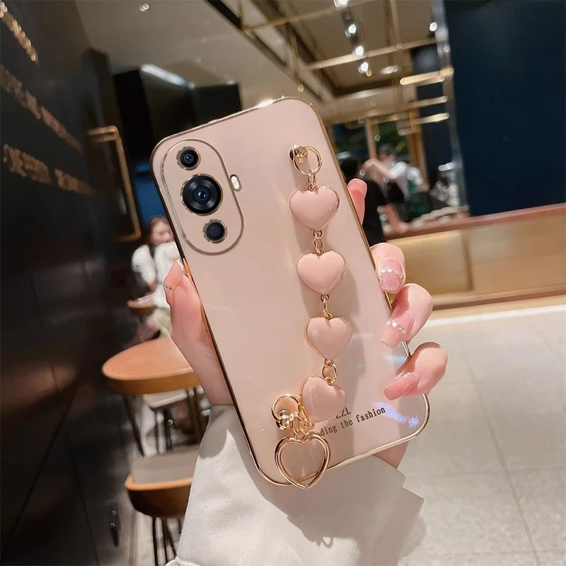 Plating Love Heart Bracelet Chain Soft Silicone Shockproof Cover
