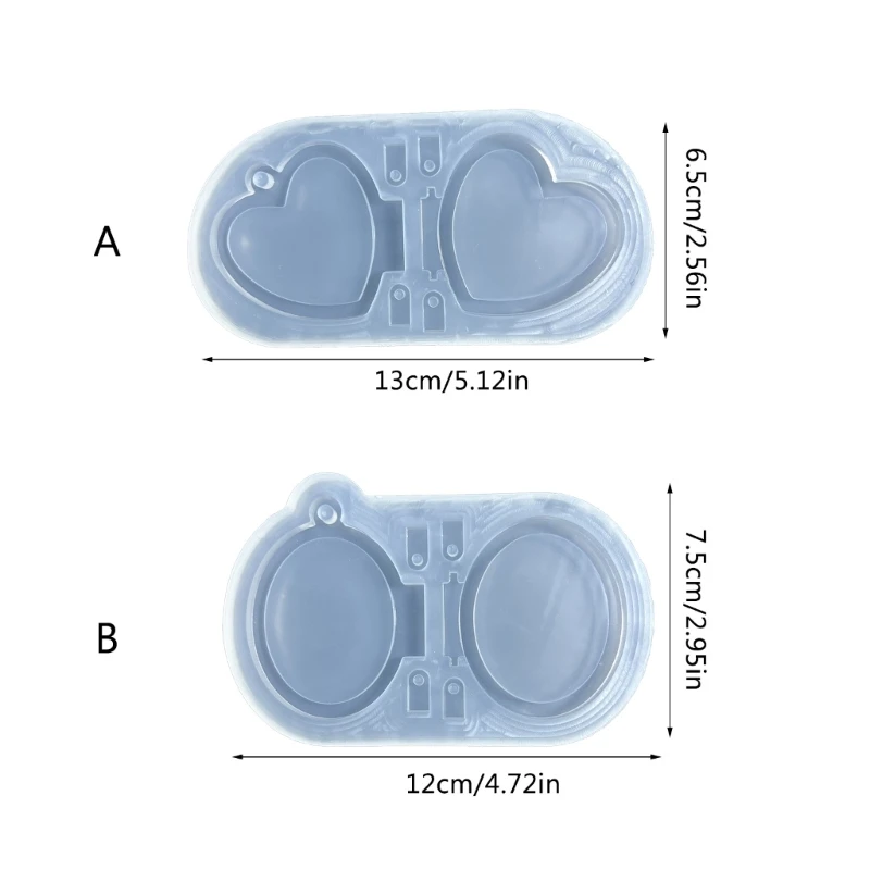 2023 New Oval/Heart Silicone Resin Mold,Folding Picture Frame Mold for DIY Crafts Pendant Jewelry Making Keychain Silicone Mold