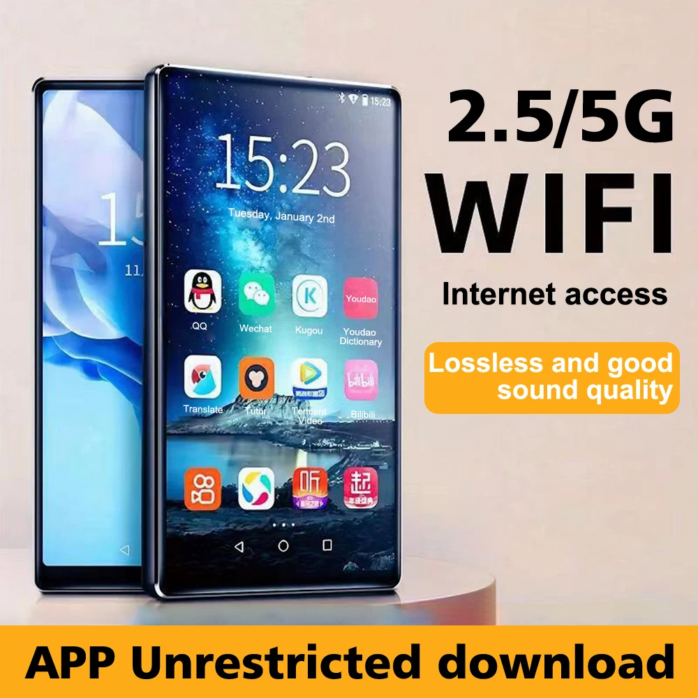 16G/32G WiFi MP5 Player 3.97-inch Large IPS Touch Screen MP4 MP3 Player 8-core CPU Video Audio Work with Android Apps