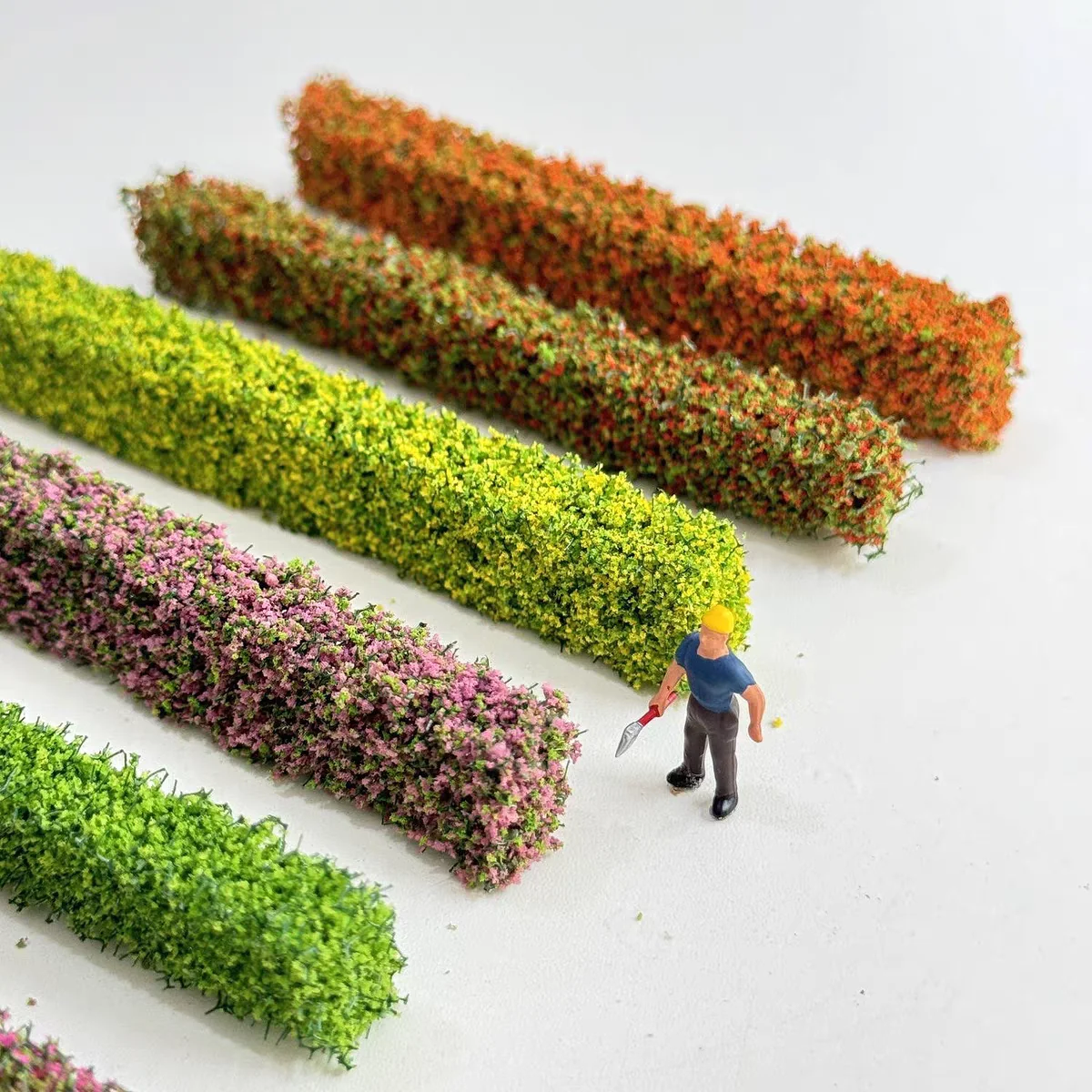 5 Stück künstliche Miniatur-Heckstreifen, Modell-Strauchstreifen für DIY-Modellbau/Gartendekoration/Sandtisch, Gebäude, Landschaft/Diorama – Detail 5