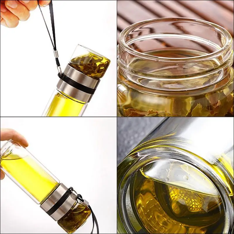 Tea Water Bottle High Borosilicate Glass Double Layer Tea Water Cup Infuser Tumbler Drinkware Bottle With Filter water bottle,tea water bottle