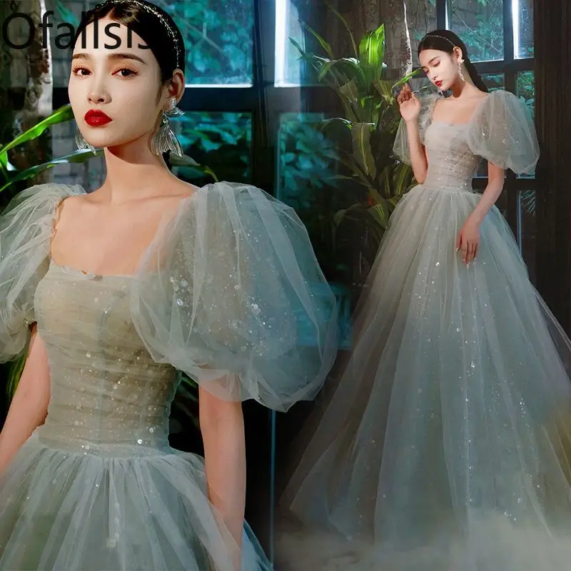 

Ofallsis Puff Sleeves Evening Dresses 2024 Women's Banquets Performances Hosting Art Exams Adult Gifts Brides Toasting Gowns