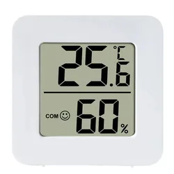 Indoor Digital LCD Hygrometer & Thermometer - Temperature and Humidity Sensor Gauge (White)