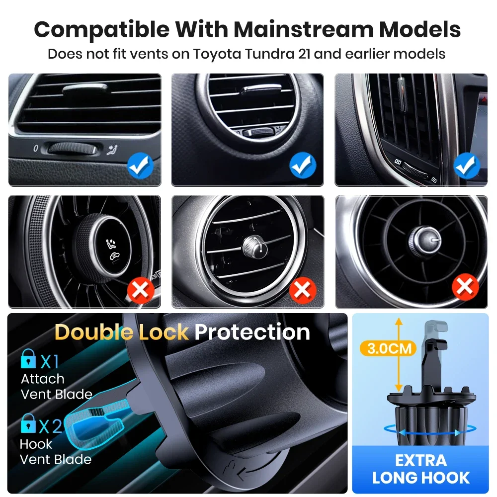 Universal Car Phone Holder with Vent Clip