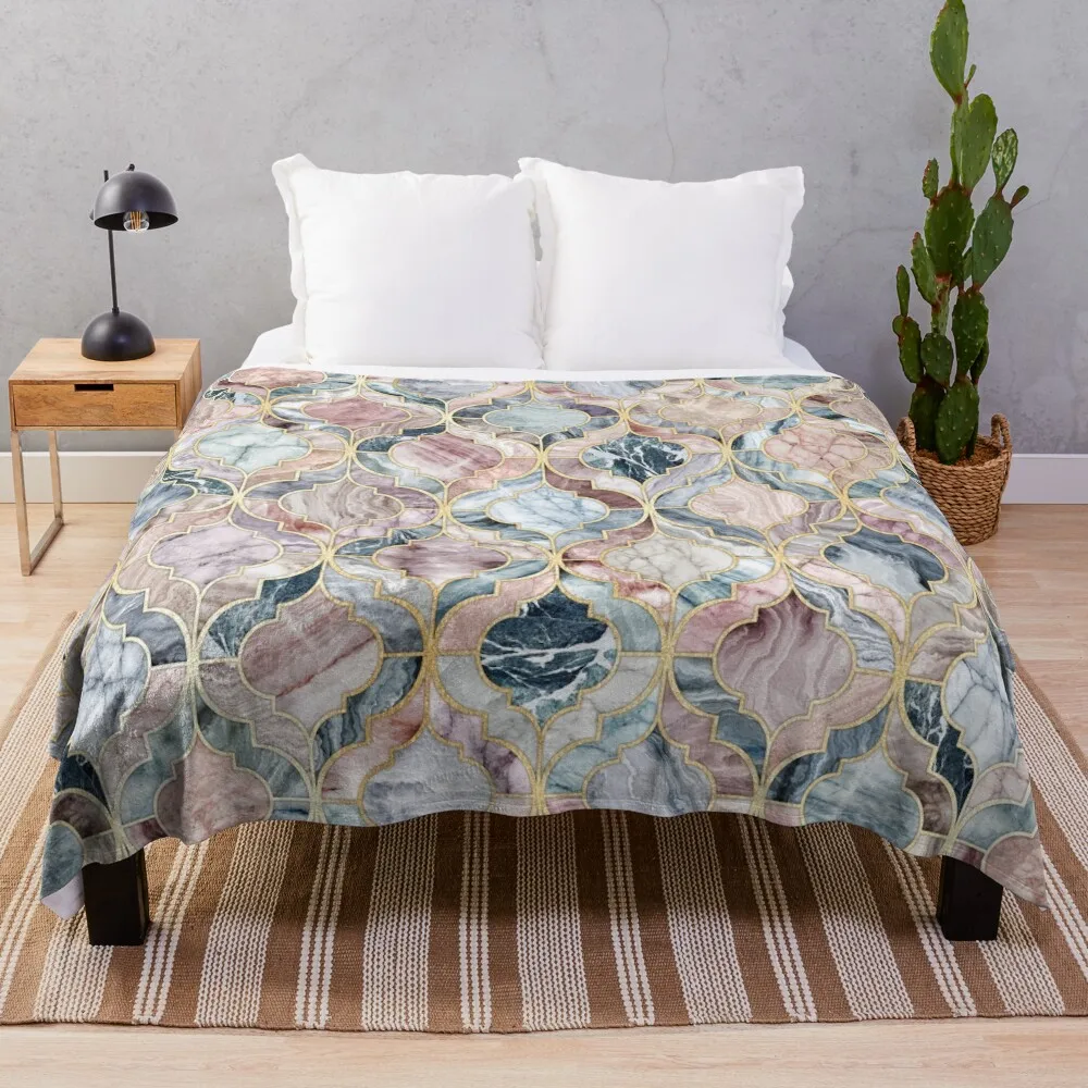 

Marble Moroccan Tile Pattern Throw Blanket Blankets For Baby